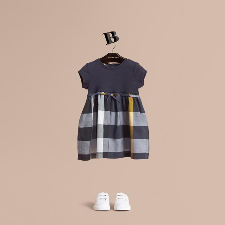 Burberry Burberry Check Cotton Jersey T-shirt Dress, Size: 3y, Blue