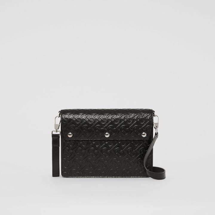 Burberry Burberry Triple Stud Monogram Leather Crossbody Bag, Black