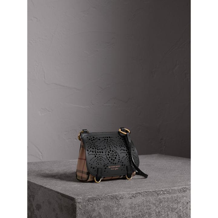 Burberry Burberry The Baby Bridle Bag In Leather And Haymarket Check, Black