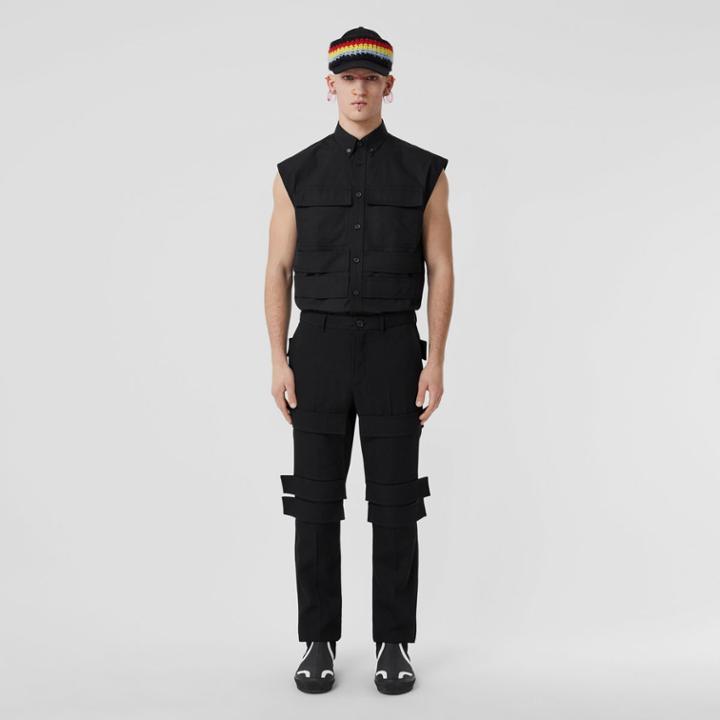Burberry Burberry Panel Detail Sleeveless Cotton Poplin Shirt, Size: Xl