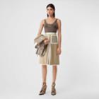 Burberry Burberry Box-pleat Detail Wool Cashmere A-line Skirt, Size: 12, Beige
