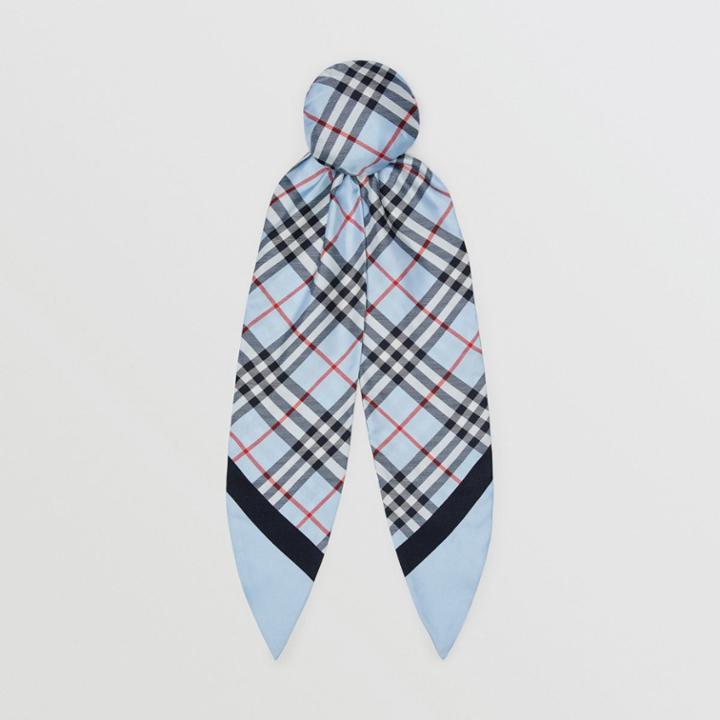 Burberry Burberry Vintage Check Print Silk Hair Scarf, Blue