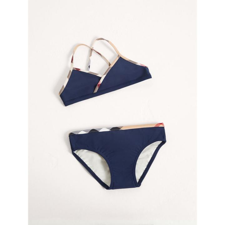 Burberry Burberry Check Trim Bikini, Size: 4y, Blue