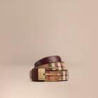 Burberry Burberry Horseferry Check And Leather Belt, Size: 80, Red