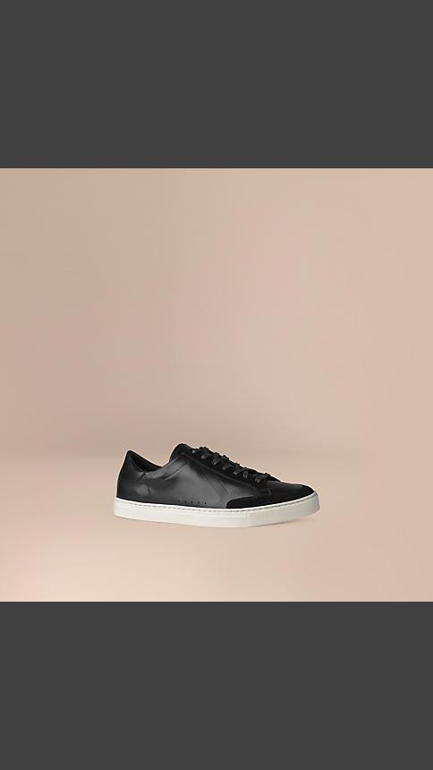 Burberry Brit Embossed Check Leather Trainers
