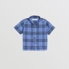Burberry Burberry Childrens Short-sleeve Check Cotton Shirt, Size: 2y, Blue