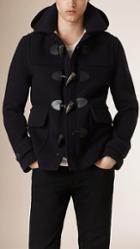 Burberry Brit Wool Duffle Jacket With Detachable Hood