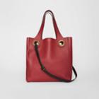 Burberry Burberry The Medium Leather Grommet Detail Tote, Red