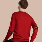 Burberry Burberry Check Trim Cashmere Cotton Sweater, Red