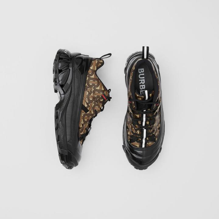 Burberry Burberry Monogram E-canvas Arthur Sneakers, Size: 43, Brown