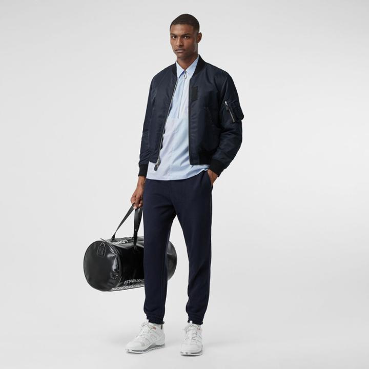 Burberry Burberry Logo Appliqu Cotton Trackpants, Blue