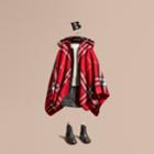Burberry Burberry Check Wool Cashmere Hooded Poncho, Red