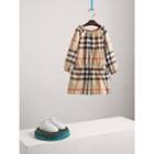 Burberry Burberry Gathered Check Cotton Flannel Dress, Size: 6y, Beige