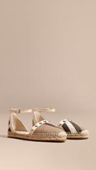 Burberry Studded Leather And House Check Espadrille Sandals