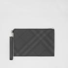 Burberry Burberry London Check And Leather Zip Pouch, Black