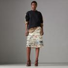 Burberry Burberry Coastal Print Cotton Linen A-line Skirt, Size: 00