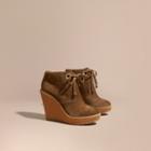 Burberry Suede Wedge Ankle Boots