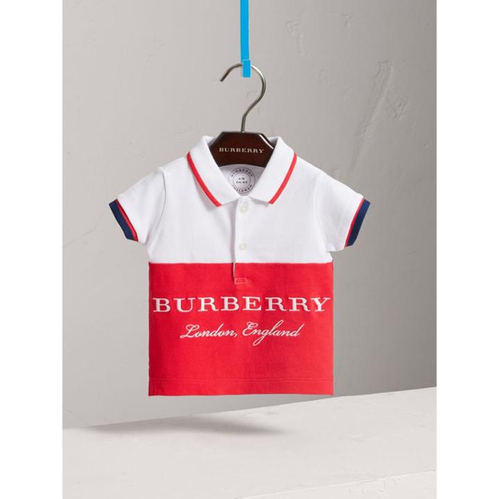 Burberry Burberry Tipped Cotton Piqu Polo Shirt, Size: 6m, Orange