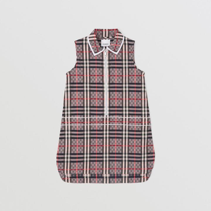 Burberry Burberry Childrens Chequerboard Stretch Cotton Zip-front Dress, Size: 10y