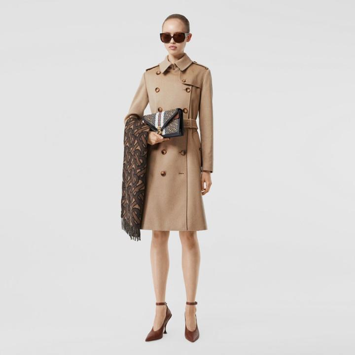 Burberry Burberry Cashmere Trench Coat, Size: 04, Brown