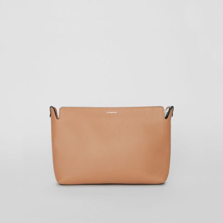 Burberry Burberry Medium Two-tone Leather Clutch, Beige