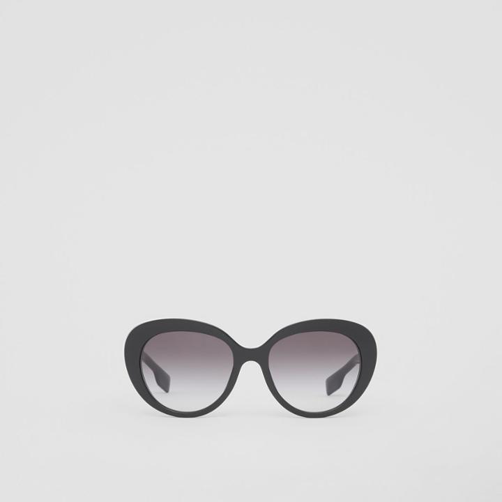 Burberry Burberry Monogram Motif Cat-eye Frame Sunglasses, Black