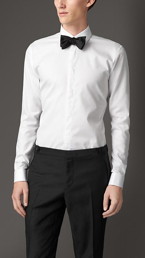 Burberry Slim Fit Satin Detail Dress Shirt