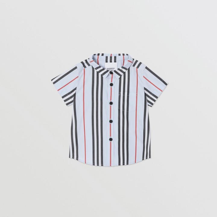 Burberry Burberry Childrens Short-sleeve Icon Stripe Cotton Poplin Shirt, Size: 2y, Blue