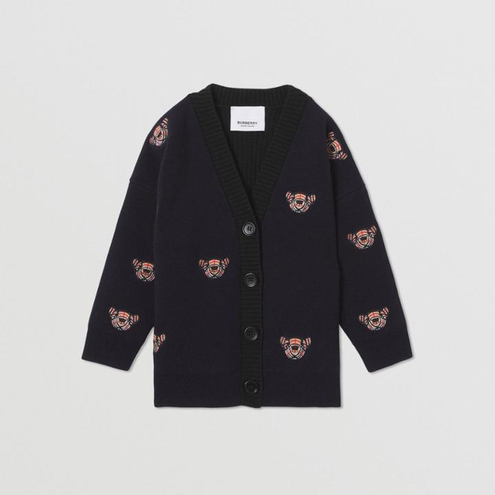 Burberry Burberry Childrens Thomas Bear Motif Wool Blend Cardigan, Size: 18m