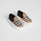 Burberry Burberry Childrens Vintage Check Detail Cotton Slip-on Sneakers, Size: 8, Black