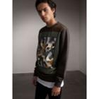 Burberry Burberry Unisex Beasts Print Silk Panel Cotton Sweatshirt, Size: M, Grey