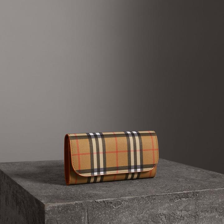 Burberry Burberry Vintage Check And Leather Continental Wallet