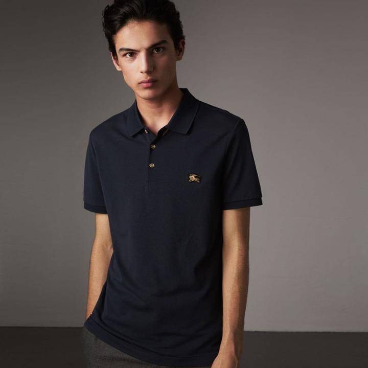 Burberry Burberry Cotton Piqu Polo Shirt, Size: Xxxl, Blue