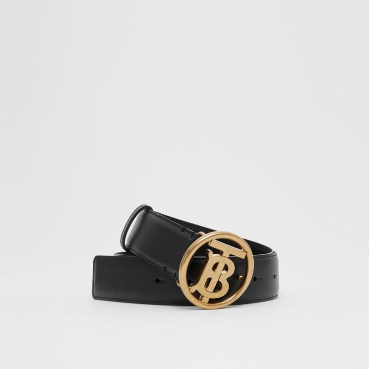 Burberry Burberry Monogram Motif Leather Belt, Size: S, Black