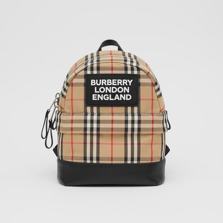 Burberry Burberry Childrens Logo Appliqu Vintage Check Backpack, Beige