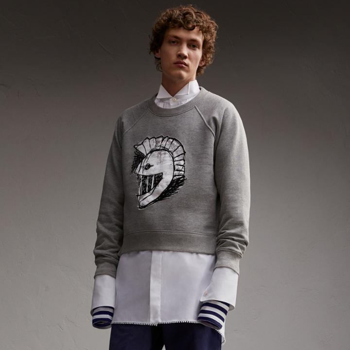 Burberry Burberry Unisex Pallas Helmet Motif Sweatshirt, Size: Xxs, Grey