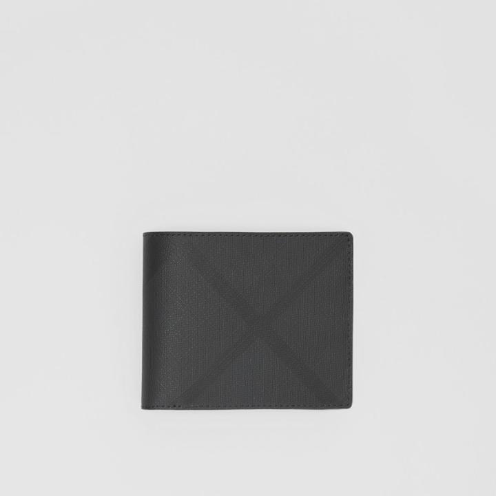 Burberry Burberry London Check Bifold Wallet With Id Card Case, Black