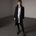 Burberry Burberry Detachable Rib Knit Collar Cashmere Coat, Size: 00, Blue