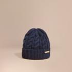 Burberry Burberry Cable Knit Wool Cashmere Beanie, Blue