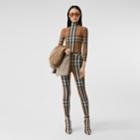 Burberry Burberry Check Stretch Jersey Turtleneck Top, Size: M