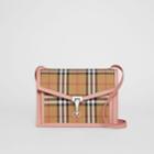 Burberry Burberry Small Vintage Check And Leather Crossbody Bag, Purple