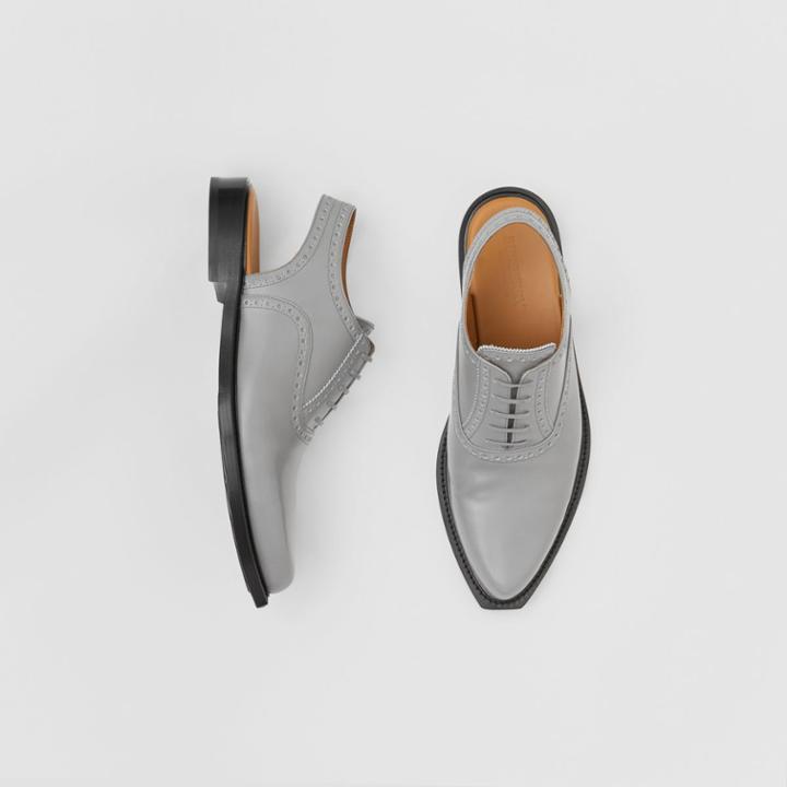 Burberry Burberry Leather Slingback Oxford Brogues, Size: 41, Grey