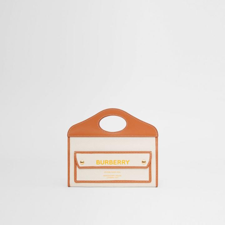 Burberry Burberry Mini Two-tone Canvas And Leather Pocket Clutch