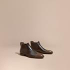 Burberry Burberry Perforated Detail Leather Chelsea Boots, Size: 42, Brown