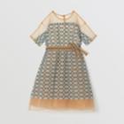 Burberry Burberry Childrens Short-sleeve Embroidered Tulle Dress, Size: 10y, Blue