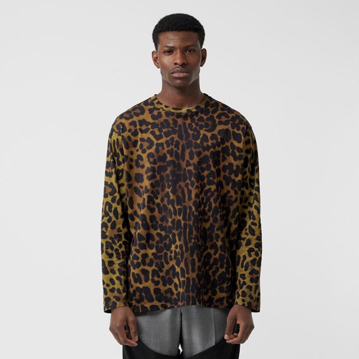 Burberry Burberry Leopard Print Cotton Jersey Top, Green