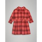 Burberry Burberry Check Cotton Drawcord Dress, Size: 2y