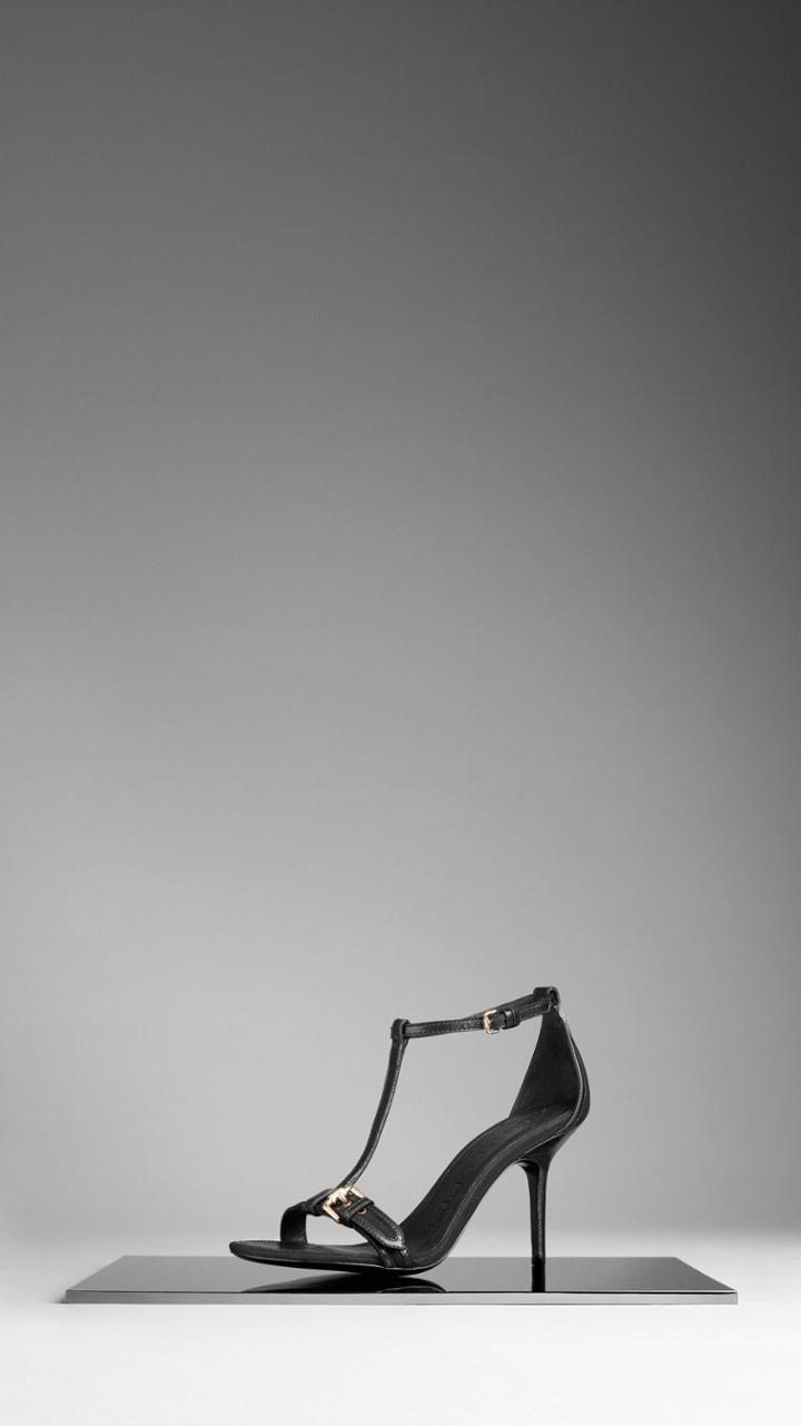 Burberry Burberry Cotton Gabardine Belted Sandals, Size: 36.5, Black