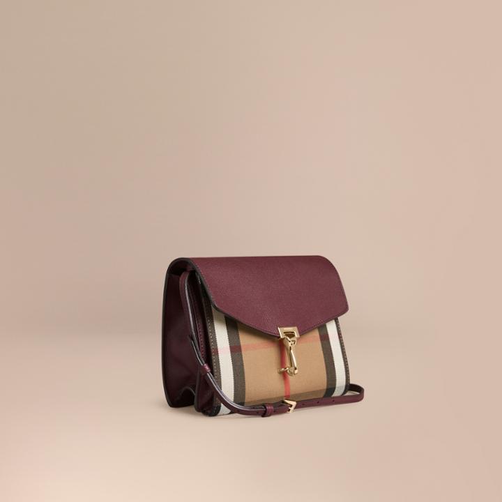Burberry Burberry Small Leather And House Check Crossbody Bag, Red
