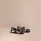Burberry Burberry Leather And House Check Ballerinas, Size: 7, Black